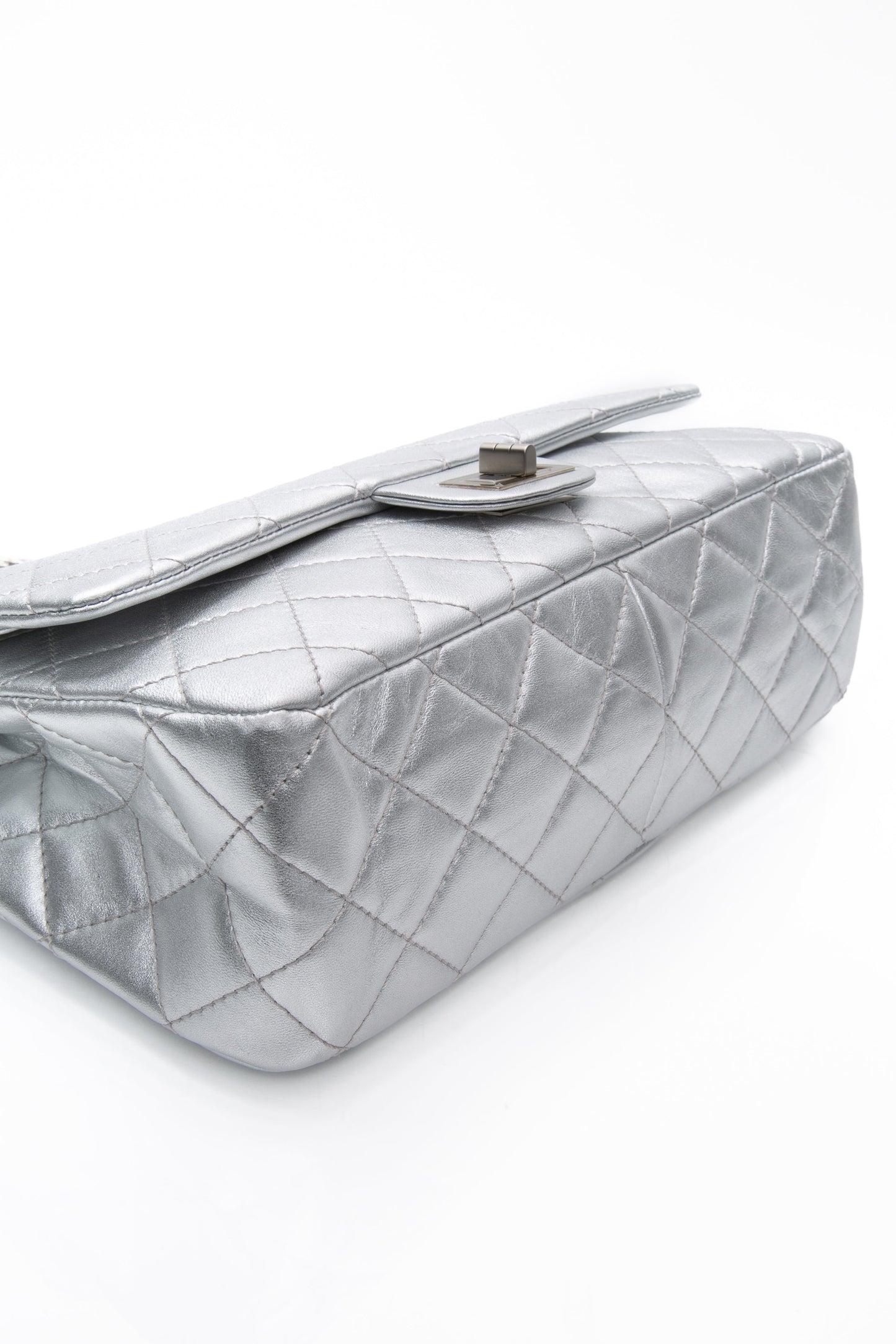 CHANEL Metallic Silver Lambskin Quilted 2.55 Reissue 277 Flap Bag