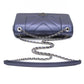 CHANEL Blue Metallic Sheepskin Chevron Quilted Medium Mademoiselle Flap Bag