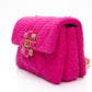 CHANEL 22K Fuchsia Tweed Quilted Mini Bijoux Flap Crossbody Bag