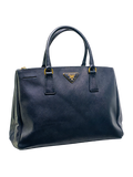 Prada Blue Galleria Double Zip Medium Bag