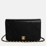CHANEL Black Lambskin Full Flap CC Chain Shoulder Bag