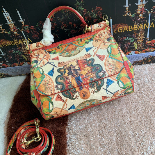 DG Medium Sicily Handbag Unique Print Motifs Muticolour For Women 10.2in/26AmeliaDG