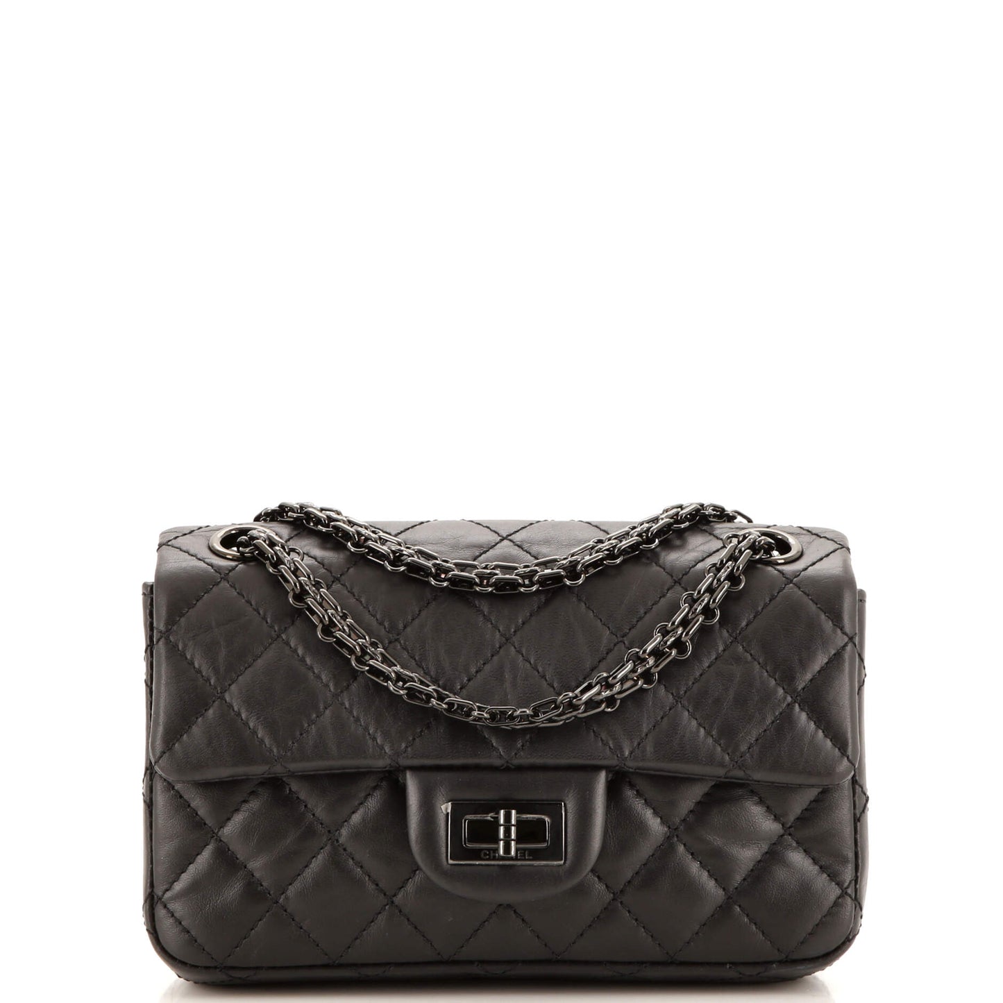 CHANEL So Black Reissue 2.55 Flap Bag Quilted Aged Calfskin Mini