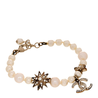 Amelia Pearl Crystal Star CC Bracelet Gold