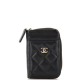 CHANEL CC Card Holder Zip Coin Purse Quilted Caviar