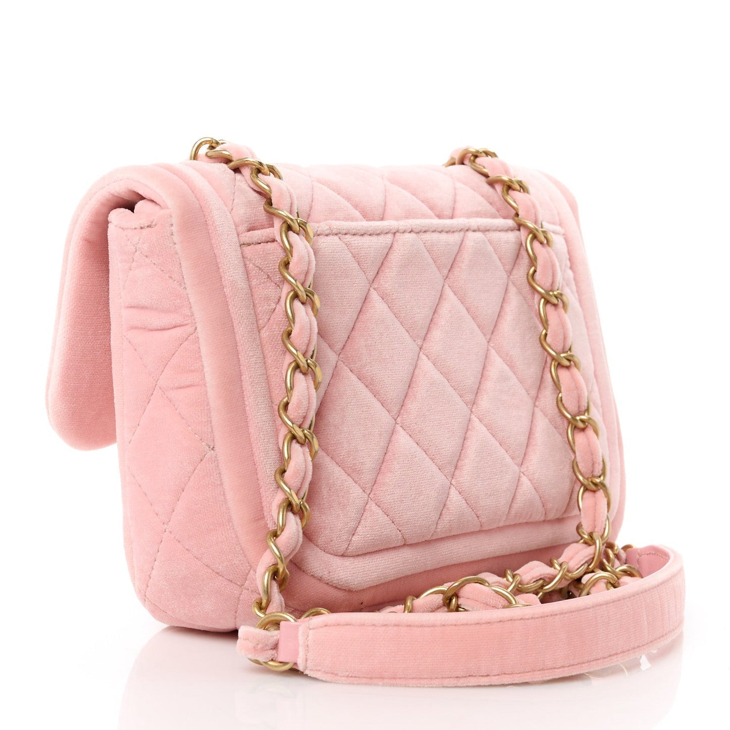 Amelia Velour Quilted Mini Double Frame Flap Rose