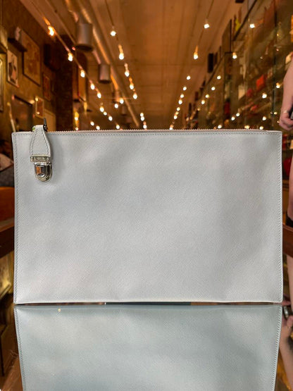 Prada Saffiano Leather Grey Clutch Bag