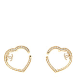 Amelia Metal Crystal CC Open Heart Earrings Gold