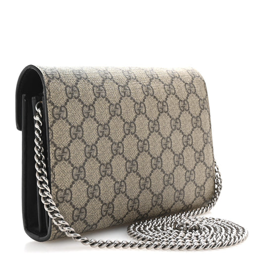 Amelia GG Supreme Monogram Mini Dionysus Chain Wallet Beige Black