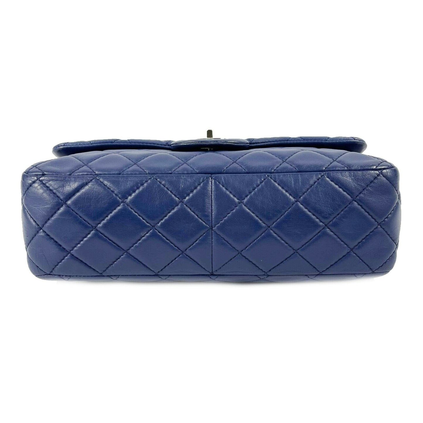 CHANEL Classic 08 Single Flap Bag - Blue Quilted Lambskin Maxi Shoulder Bag