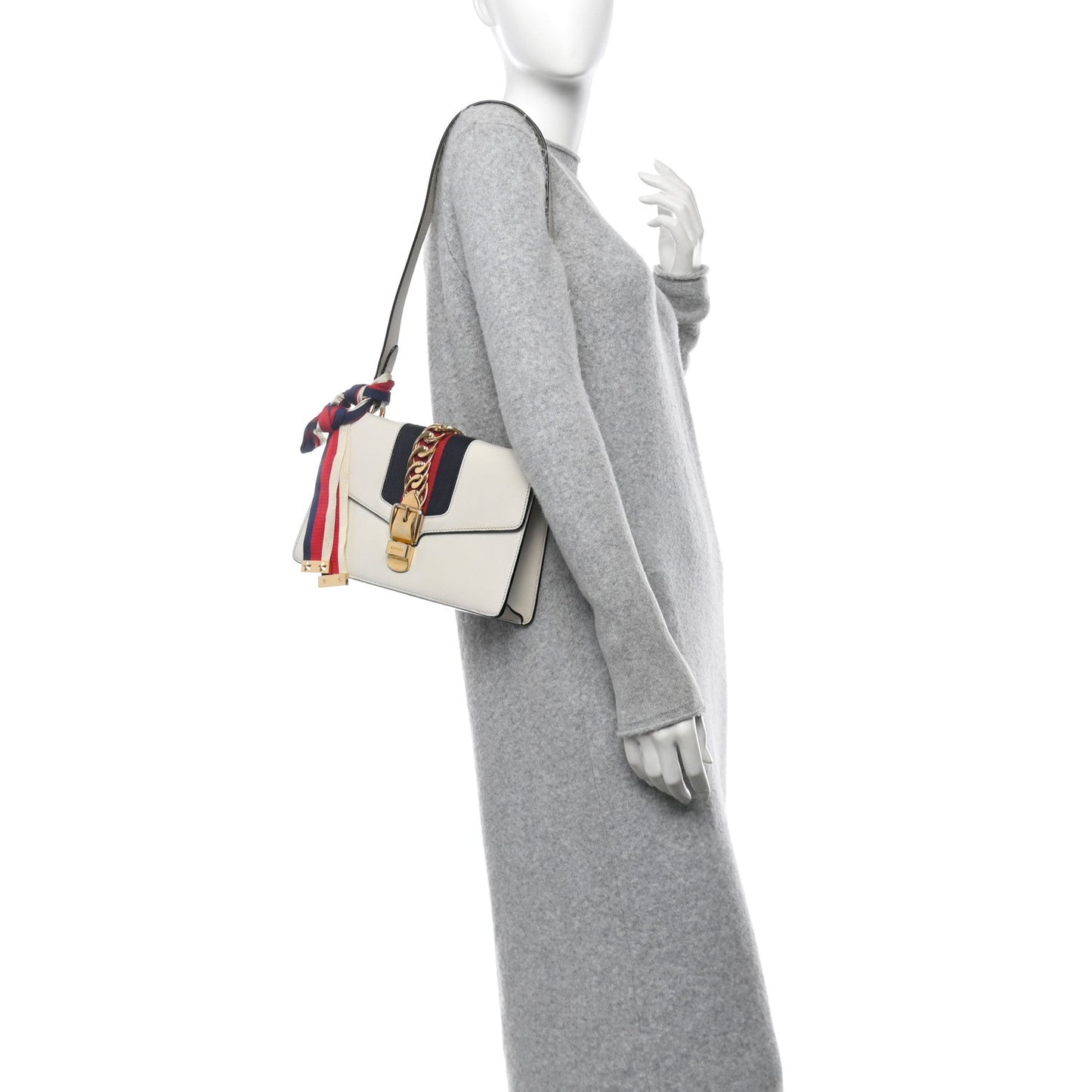 Amelia Calfskin Small Sylvie Shoulder Bag Off White