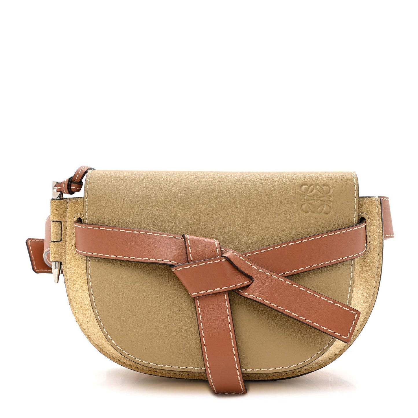Loewe Calfskin Suede Gate Belt Bag Gold Tan
