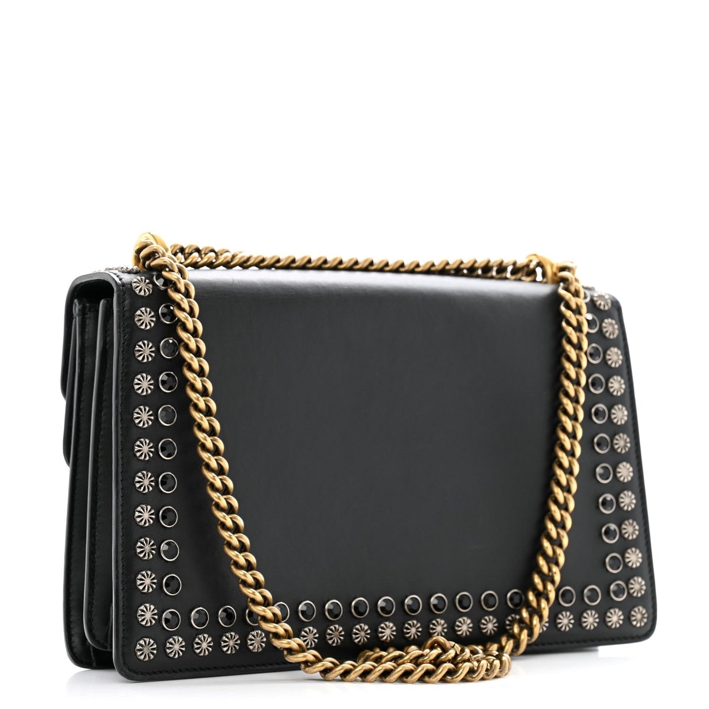 Amelia Calfskin Studded Small Dionysus Shoulder Bag Black