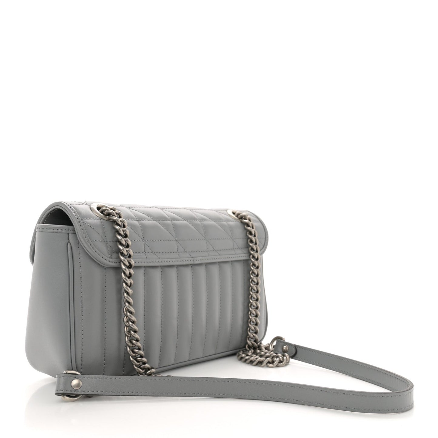 Amelia Calfskin Matelasse Aria Small GG Marmont Shoulder Bag Deep Grey