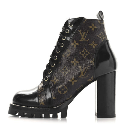 Louis Vuitton Patent Calfskin Monogram Star Trail Ankle Boots Black