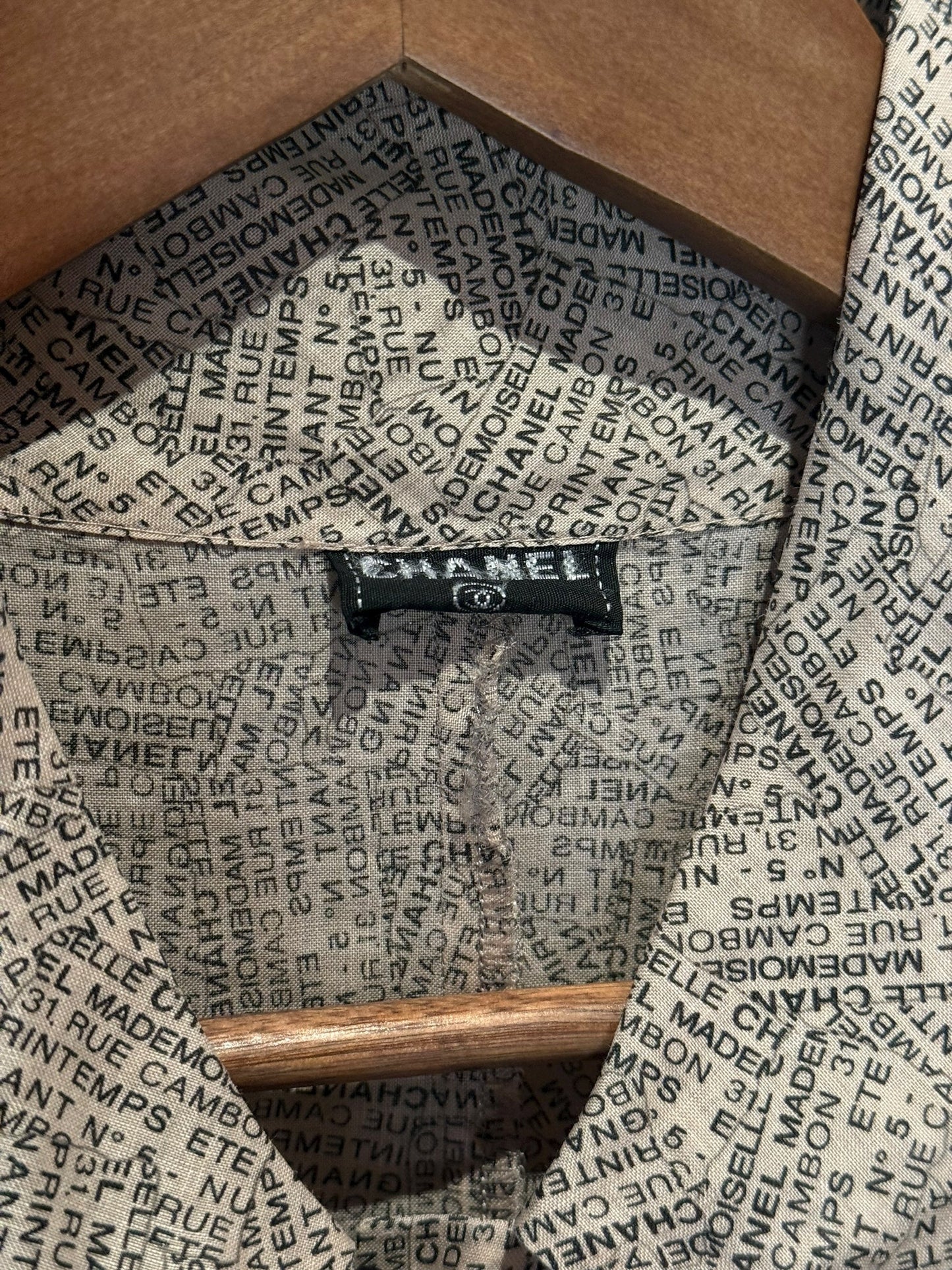 Chanel Newspaper Print Button Up Dress
