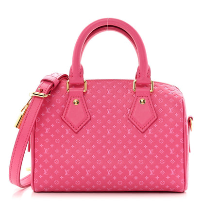 Louis Vuitton Calfskin Nanogram Embossed Speedy Bandouliere 20 Rose
