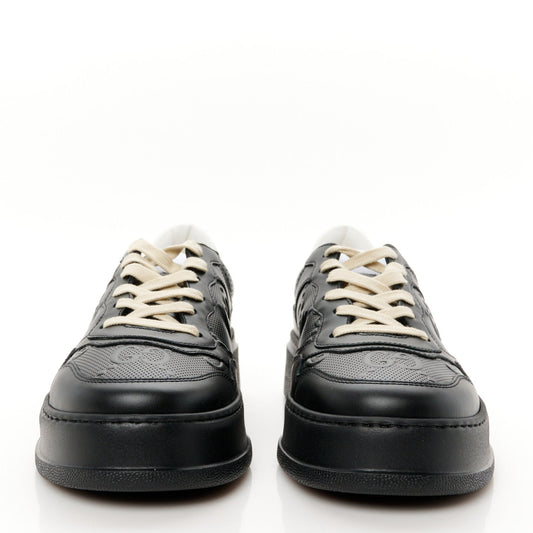 Amelia Calfskin GG Tennis Embossed Perforated Mens Interlocking G 55mm Sneakers 8.5 Black
