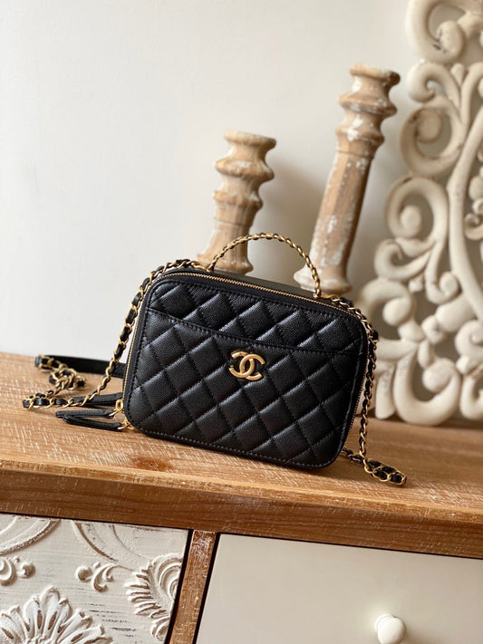 CHL -  Small Vanity Case Gold Hardware Black For Women Handbags, Shoulder Bags 5.9in/15AmeliaAS3228 B08008 94305