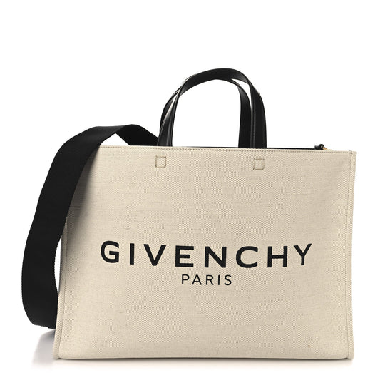 Givenchy Canvas Bond Shopper Tote Beige Black