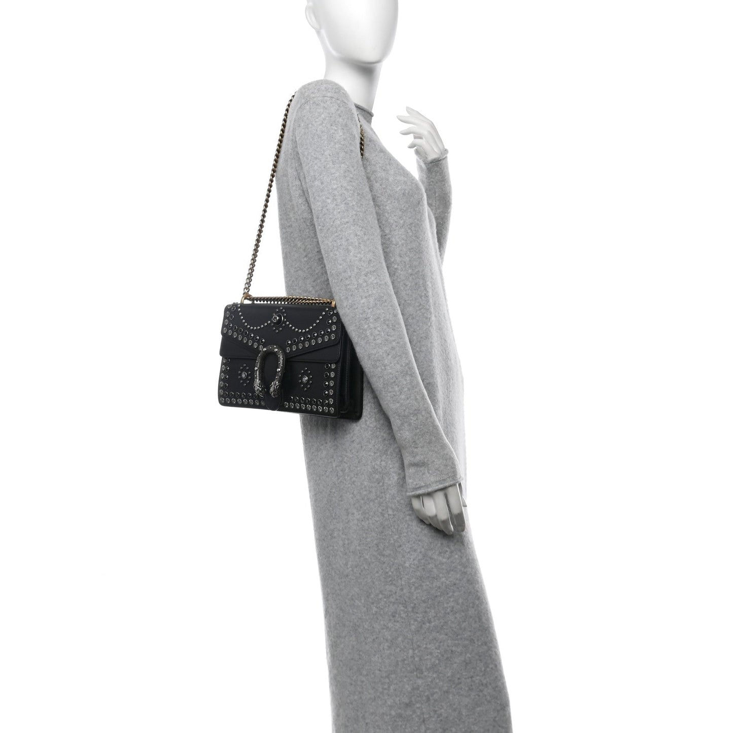 Amelia Calfskin Studded Small Dionysus Shoulder Bag Black