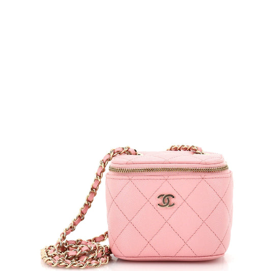 CHANEL Classic Vanity Case with Chain Quilted Caviar Mini