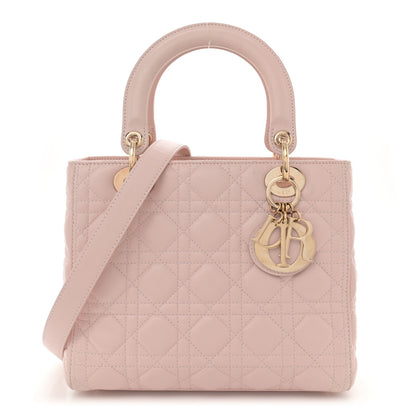 Christian Dior Lambskin Cannage Medium Lady Dior Light Pink