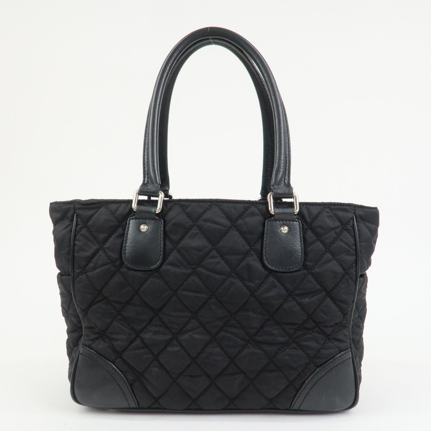 CHANEL Paris New York COCO Mark Nylon Leather Tote Bag Black A33100
