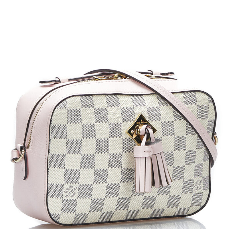 Louis Vuitton Damier Azur Crossbody Shoulder Bag Rose Pink PVC Leather