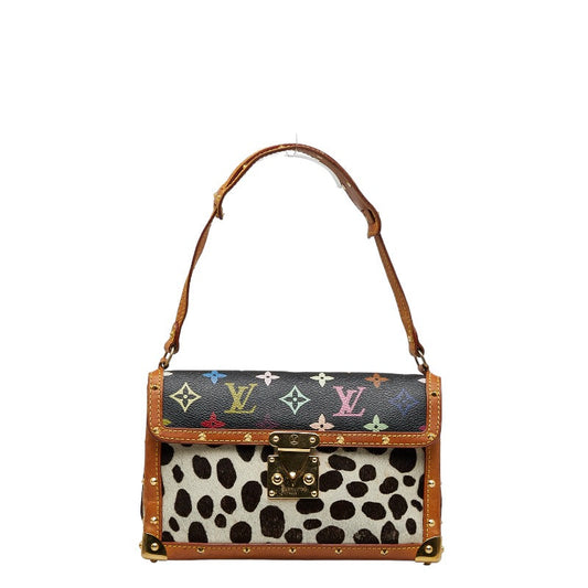 Louis Vuitton Monogram Pochette Handbag Black White PVC Leather