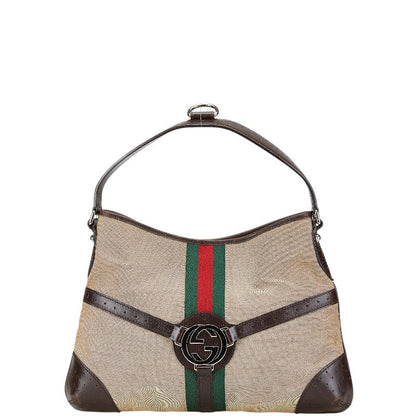 Gucci Interlocking G Sherry Line Canvas Leather Shoulder Bag