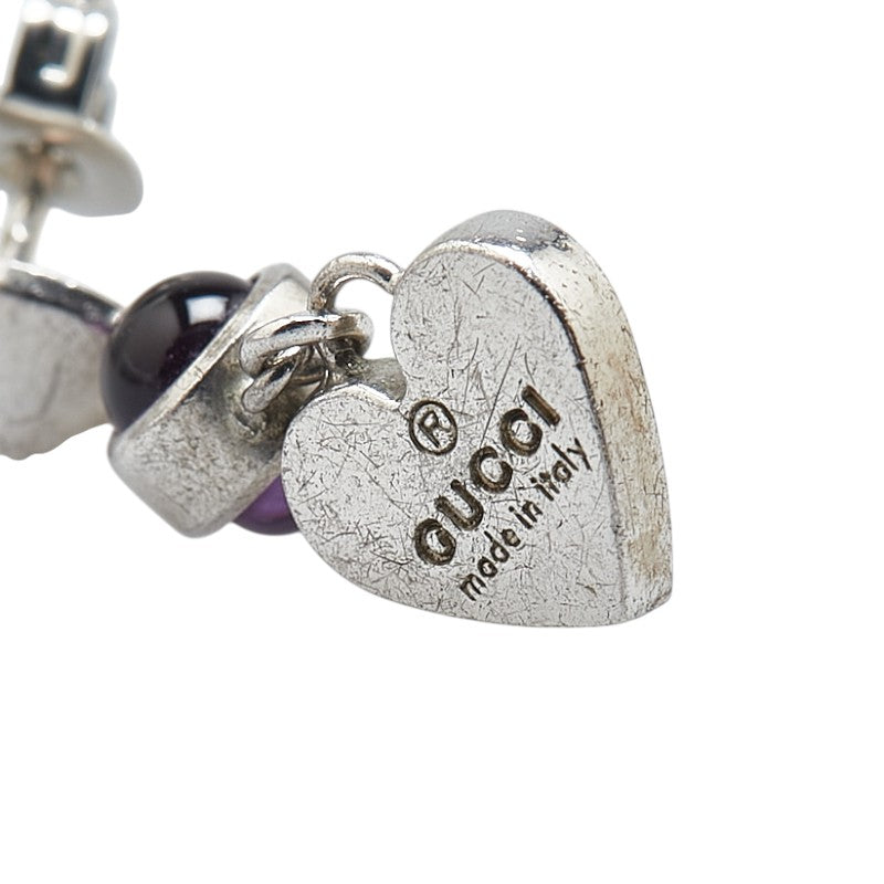 Gucci Heart Motif Silver Amethyst Earrings