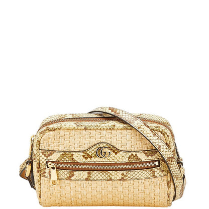 Gucci GG Marmont Raffia Python Shoulder Bag