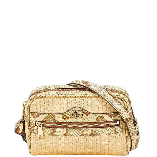 Gucci GG Marmont Raffia Python Shoulder Bag
