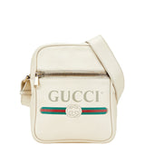 Gucci Logo Print Leather Shoulder Bag