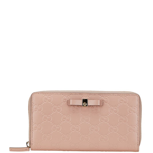 Gucci Guccissima Ribbon Motif Leather Long Wallet
