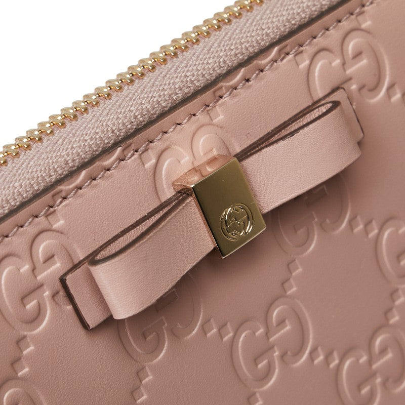 Gucci Guccissima Ribbon Motif Leather Long Wallet