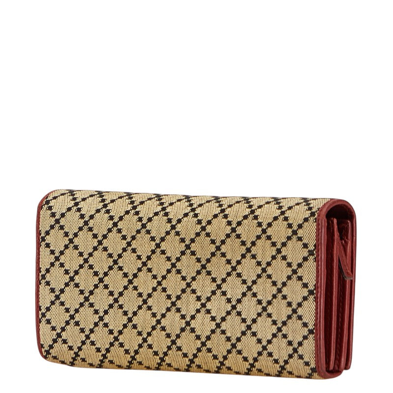 Gucci Diamante Interlocking Canvas Leather Long Wallet