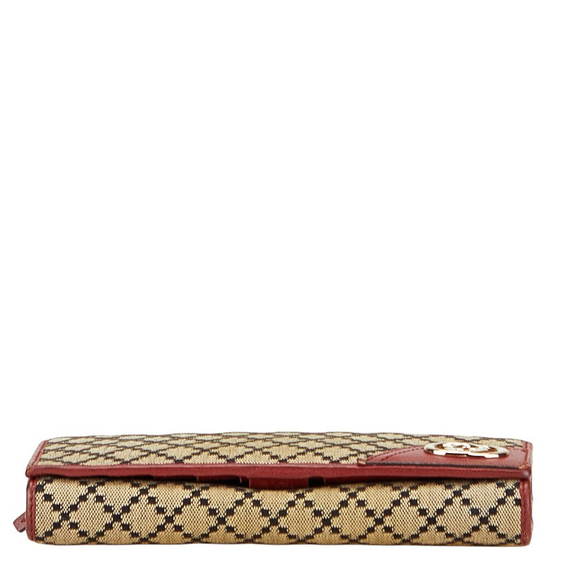 Gucci Diamante Interlocking Canvas Leather Long Wallet