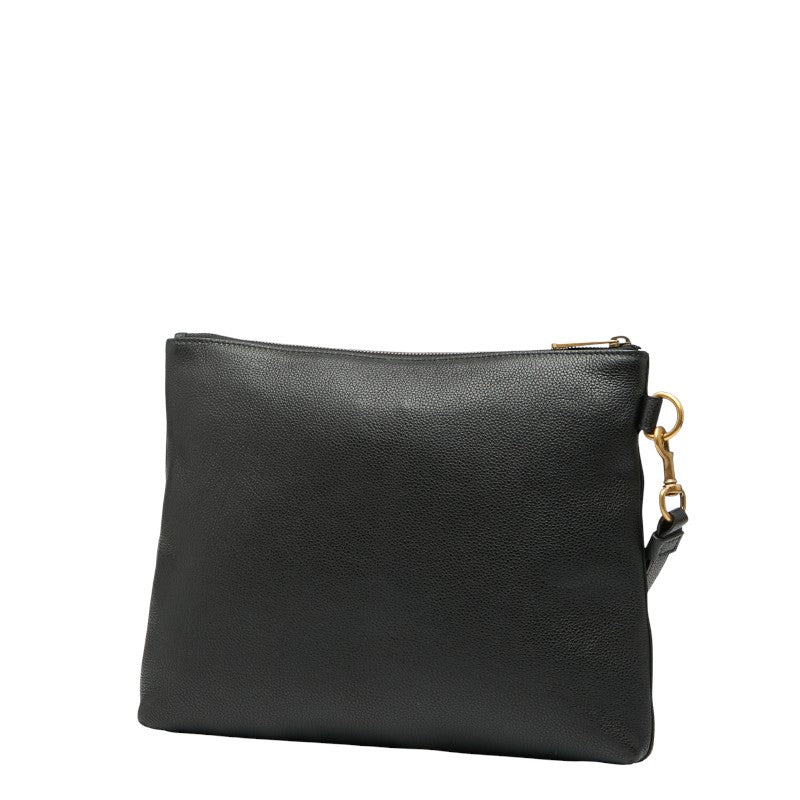 Gucci Logo Print Leather Clutch Bag