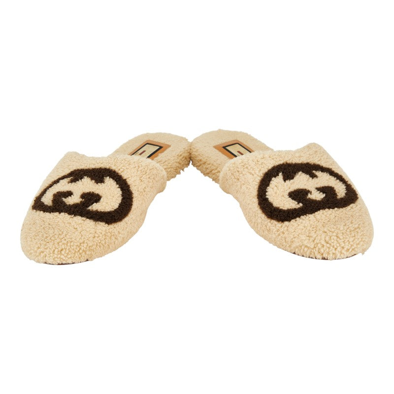 Gucci Interlocking G Shearling Sandals