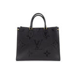 Louis Vuitton On The Go MM Shoulder Bag Monogram Implant Leather Black