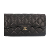Chanel Flap Long Wallet Classic CC Mark Black
