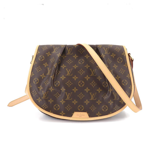 Louis Vuitton Monogram Menilmontant MM Shoulder Bag Brown Gold Metal Fittings