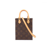 Louis Vuitton Monogram Petit Sac Plat 2 Way Hand Shoulder Bag Brown