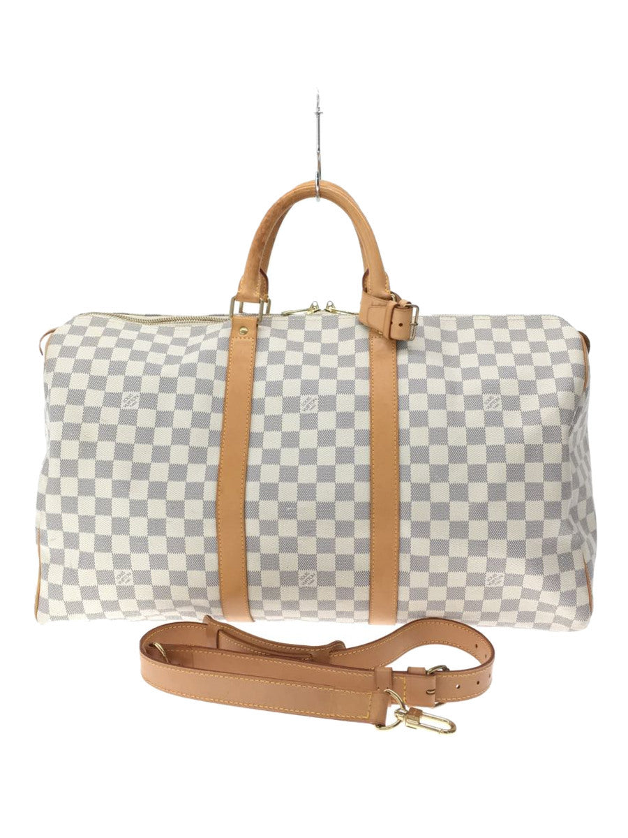 Louis Vuitton Keepall 50 Damier Azur Shoulder Bag White