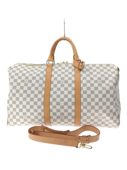 Louis Vuitton Keepall 50 Damier Azur Shoulder Bag White