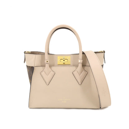 Louis Vuitton Monogram On My Side PM 2 Way Hand Shoulder Bag Leather Greige