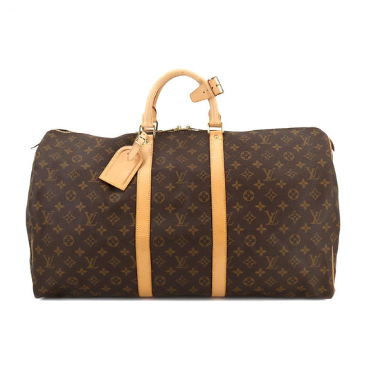 Louis Vuitton Monogram Keepall 55 Boston Bag Brown