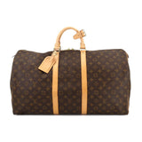 Louis Vuitton Monogram Keepall 55 Boston Bag Brown